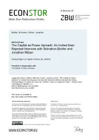 An Invited-Then-Rejected Interview with Shimshon Bichler and Jonathan Nitzan, Working Papers on Capital As Power, No