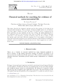 Chemical Methods for Searching for Evidence of Extra-Terrestrial Life