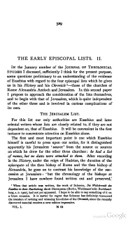 "Early Episcopal Lists, II," Journal of Theological Studies 1 No 4