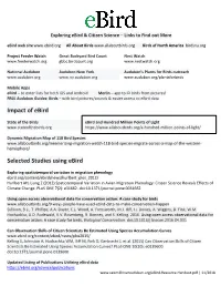 Impact of Ebird Selected Studies Using Ebird