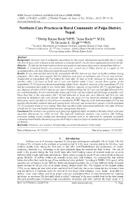 Newborn Care Practices in Rural Community of Palpa District, Nepal