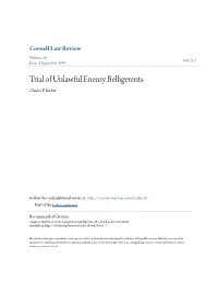 Trial of Unlawful Enemy Belligerents Charles F