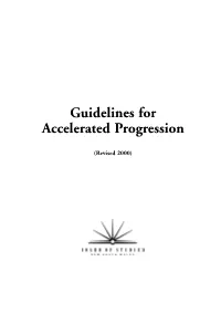 Guidelines for Accelerated Progression