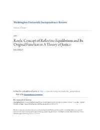 Rawls' Concept of Reflective Equilibrium and Its Original Function in a Theory of Justice
