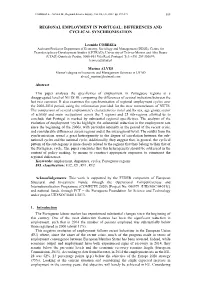 Regional Employment in Portugal: Differences and Cyclical Synchronisation