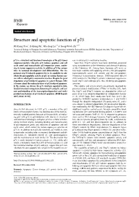 Structure and Apoptotic Function of P73
