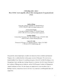 A Blessing and a Curse: How Ceos' Trait Empathy Affects Their Management of Organizational Crises