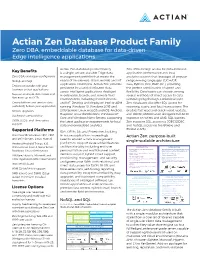 Actian Zen Database Product Family Zero DBA, Embeddable Database for Data-Driven Edge Intelligence Applications