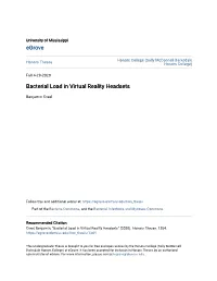 Bacterial Load in Virtual Reality Headsets
