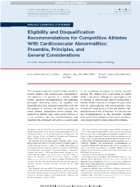 Eligibility and Disqualification Recommendations for Competitive