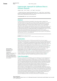 Laparoscopic Approach for Gallstone Ileus in Geriatric Patients