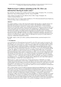 Multi-Level Port Resilience Planning in the UK: How Can Information Sharing Be Made Easier? Technological Forecasting and Social Change