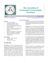 The Association of Professional Archaeologists Newsletter