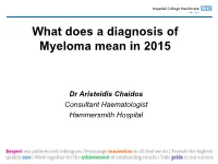 What Does a Diagnosis of Myeloma Mean in 2015