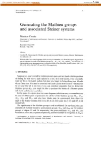 Generating the Mathieu Groups and Associated Steiner Systems
