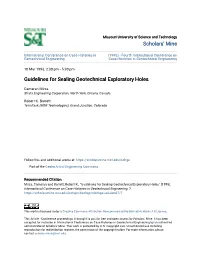 Guidelines for Sealing Geotechnical Exploratory Holes