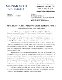 Monmouth University Poll NEW JERSEY: PARTY-SWITCHING