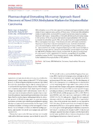 Pharmacological Unmasking Microarray Approach-Based Discovery of Novel DNA Methylation Markers for Hepatocellular Carcinoma