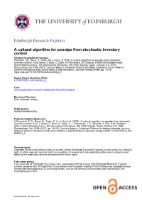 A Cultural Algorithm for Pomdps from Stochastic Inventory Control