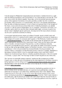 Policy-Driven Autonomous Split and Federal Breakaway: Northern Colorado and Cascadia