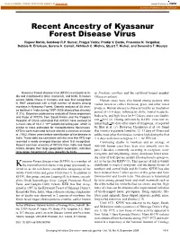 Recent Ancestry of Kyasanur Forest Disease Virus Rajeev Mehla, Sandeep R.P