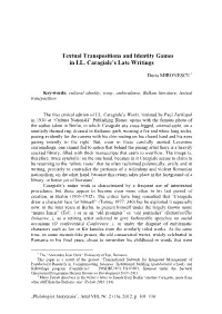 Textual Transpositions and Identity Games in I.L. Caragiale's Late