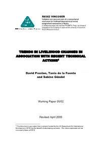 Trends in Livelihood Changes in Association with Recent Technical Actions1