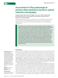 Assessment of Ciliary Phenotype in Primary Ciliary Dyskinesia by Micro-Optical Coherence Tomography
