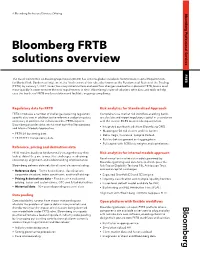 Bloomberg FRTB Solutions Overview FRTB