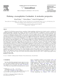 Defining a Monophyletic Cardinalini