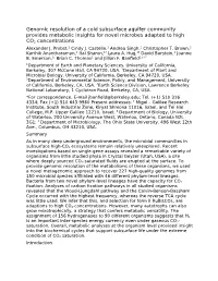 Genomic Resolution of a Cold Subsurface Aquifer Community Provides Metabolic Insights for Novel Microbes Adapted to High