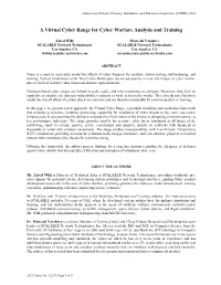 A Virtual Cyber Range for Cyber Warfare Analysis and Training