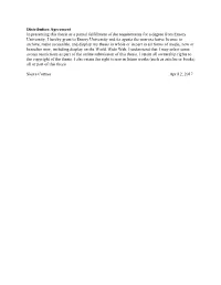 Distribution Agreement in Presenting This Thesis As a Partial Fulfillment Of