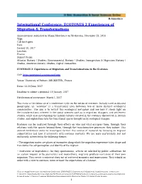 International Conference: ECOTONES 2 Experiences of Migration & Transformations