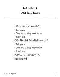 (PPS) • CMOS Photodiode Active Pixel Sensor (APS) • Photoga