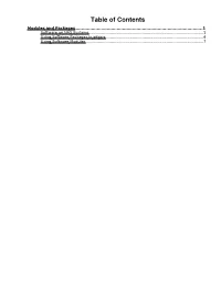 Table of Contents Modules and Packages