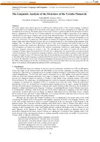 The Linguistic Analysis of the Structure of the Yoruba Numerals