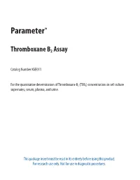 Thromboxane B2 Assay Parameter