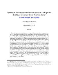 Transport Infrastructure Improvements and Spatial Sorting: Evidence from Buenos Aires∗ [Click Here for the Latest Version]