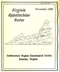 VIRGINIA APPALACHIAN NOTES (VAN ), Which I S Published in Feb, May , Aug and No V , and the Index