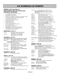 4-H Schedule of Events