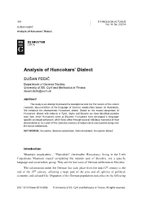 Analysis of Huncokars' Dialect