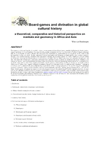 Board-Games and Divination in Global Cultural History a Theoretical, Comparative and Historical Perspective on Mankala and Geomancy in Africa and Asia