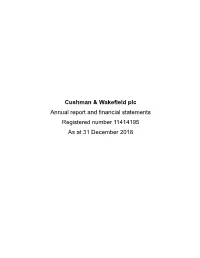 Cushman & Wakefield Plc Annual Report and Financial Statements