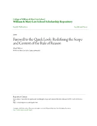 Farewell to the Quick Look: Redefining the Scope and Content of the Rule of Reason Alan J