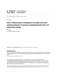 Roles of Wrky Proteins in Mediating the Crosstalk of Hormone Signaling Pathways: an Approach Integrating Bioinformatics and Experimental Biology
