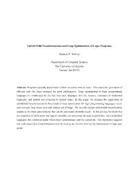 Unfold/Fold Transformations and Loop Optimization of Logic Programs