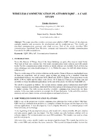 Wireless Communication Platform Iqrf – a Case Study