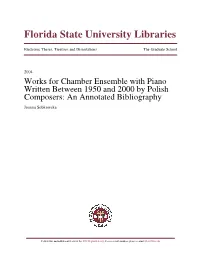 Works with Chamber Ensemble with Piano Written Between 1950 And