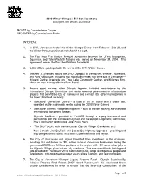 2030 Winter Olympics Bid Considerations Excerpted from Minutes 2020-03-09 ~ ~ ~ ~ ~ MOVED by Commissioner Coupar SECONDED by Commissioner Barker